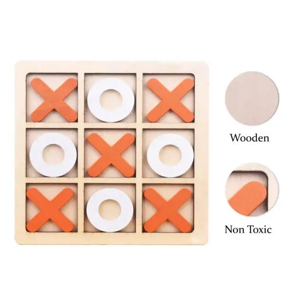 XOX Wooden Game for Kids & Adults / Wooden Puzzle Board | XOX Tic Tac Toe ( Orange & White ) - Image 4