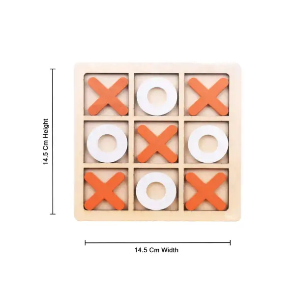 XOX Wooden Game for Kids & Adults / Wooden Puzzle Board | XOX Tic Tac Toe ( Orange & White ) - Image 3