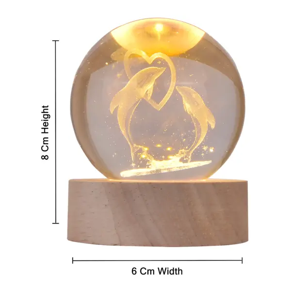 3D Crystal Ball with LED Wooden Base / Gifts Items - Image 3