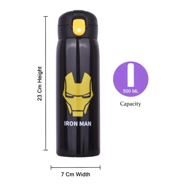 Iron Man Water Bottle (Black) / Avengers Water Bottle for Childrens - Image 3