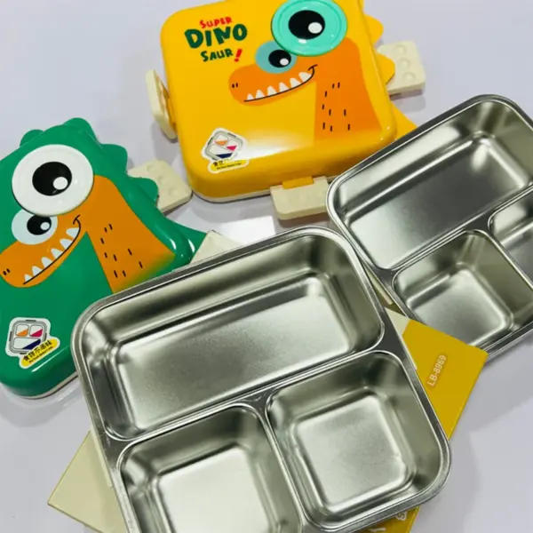Dino Lunch Box / Kids Lunch Box - Steel Lunch Box - Image 3