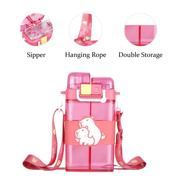 Capybara Water Bottle (Red) | 2 in 1 Water Bottle - Image 2