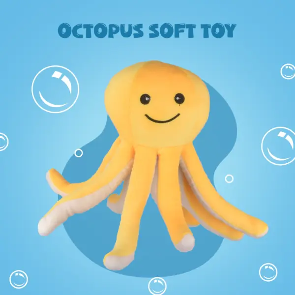Octopus Plush Toy / Children's Soft Toys (Yellow) - Image 4