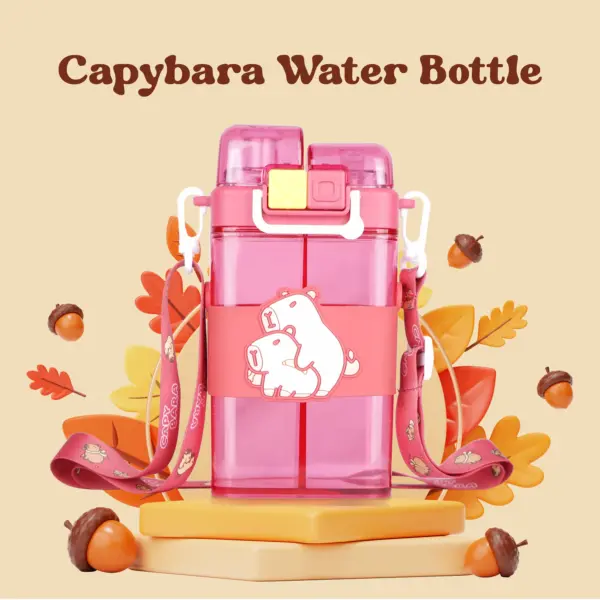 Capybara Water Bottle (Red) | 2 in 1 Water Bottle - Image 4