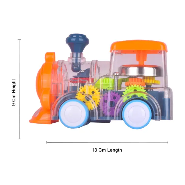 gear train toys, transparent gear light train, electric transparent gear train, transparent gear train, children's train toys, kids electronic toys, children's electronic toys