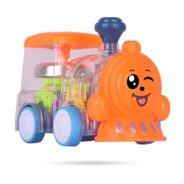gear train toys, transparent gear light train, electric transparent gear train, transparent gear train, children's train toys, kids electronic toys, children's electronic toys