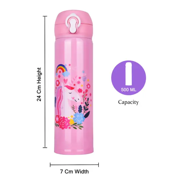 Pink Unicorn Water Bottle | Kids Water Bottle for School - Image 3