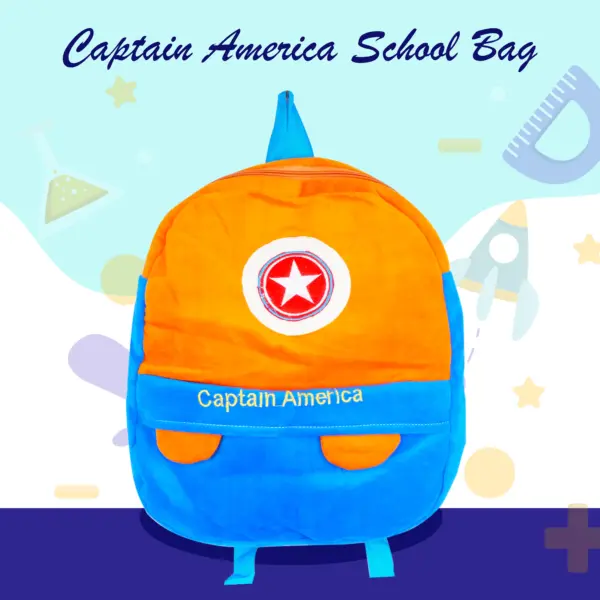 school bag | kids backpacks | backpacks for school | kids school bag | children's school bag | Velvet School Bag | cartoon designed bag | soft skin bag | light weight bag | Captain America Bag for School